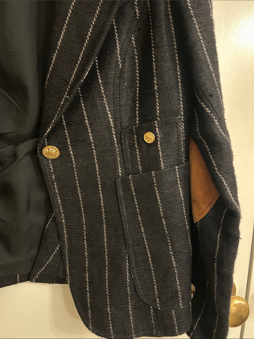 Smythe Charcoal Pinstripe Blazer with Gold-Tone Buttons - Picture 3 of 6
